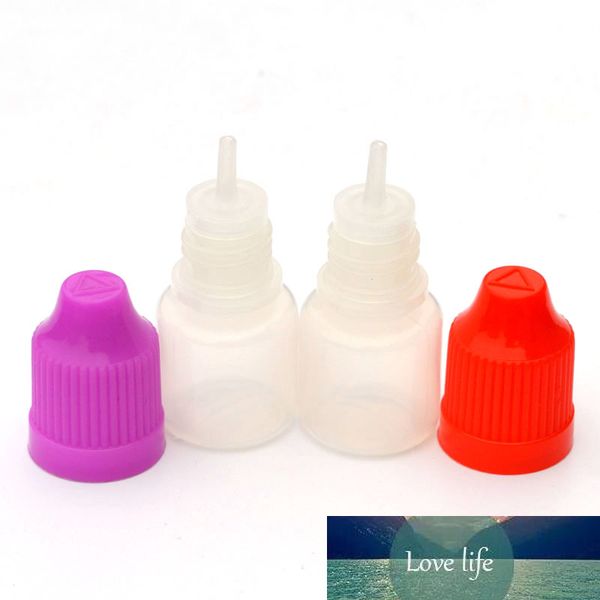 Flacon compte-gouttes en plastique de la bouteille vide molle de PE 3ml avec le chapeau à l'épreuve des enfants et la longue bouteille liquide de bout d'aiguille E