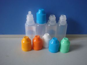 PE Plastic Druppelflesjes 5ml 10ml 15ml 20ml 30ml 50ml Met Kleurrijke Kindveilige doppen Lange Dunne Tips Voor E vloeibare Flessen