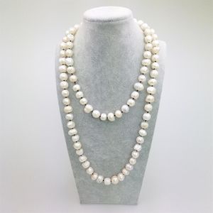 PE0051 2016 nouvelle mode chaîne marron 42 pouces noué collier long de perles d'eau douce pour femme 252L