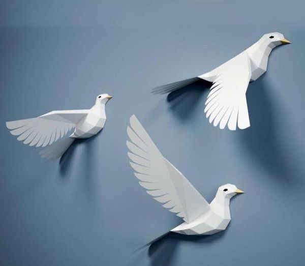 Peace Pigeon Creative Wall Decoration Geometric Bird Mur suspendu Pure Blanc Nordic Window Home Decoration Paper Moule Diy Original4913168