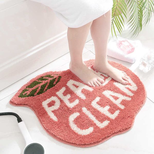 Tapis de salle de bain en forme de pêche et de citron Absorbant Tapis de bain à séchage rapide Tapis de porte de salle de bain en microfibre avec forte adhérence antidérapante 210622