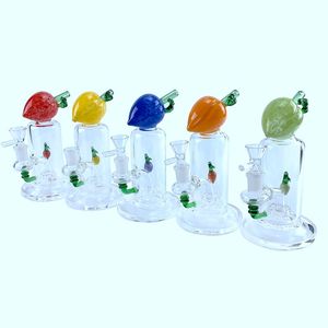 Peach Glas Bongs Recycler Bong Unieke Groene Paars Sidecar Hookahs Waterleidingen Douchekop Percolator Olie DAB Rigs 14mm Verbinding met Kom