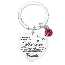 LLavero de corazón de melocotón colgante de acero inoxidable corazón diamante llavero colegas amigos regalo llavero