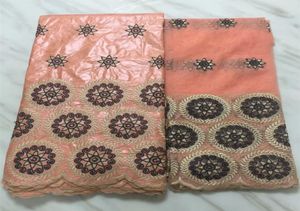 Perzik kant stof bazin riche getzner Afrikaanse stof bazin brode getzner brokaat jacquard stof dubai stof7yardset L16019534719