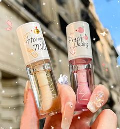 Peach Milk Honey Lip Balm Oil alivia seco Hidratante Lip Gloss Fades Lines de agua de agua Labios Big Cepillo Cabeza linda Corea Corea