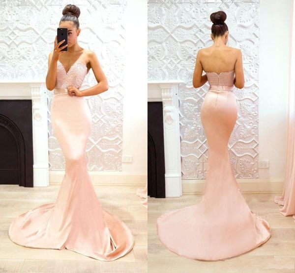 Vestidos de graduación de sirena de encaje rosa melocotón, apliques de longitud hasta el suelo, Vestidos formales, Vestidos de fiesta de noche, Vestidos de fiesta personalizados