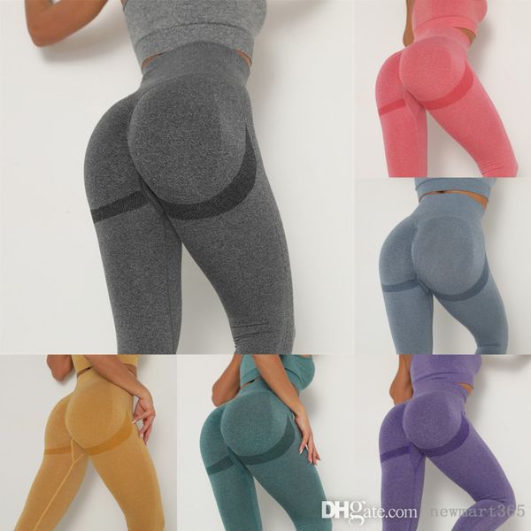 Pantalones de Yoga activos sin costuras para mujer, ropa de Yoga transpirable a la cadera, mallas deportivas de cintura alta ajustadas para Fitness