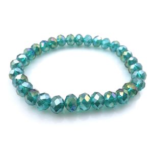 Peacock AB Color 8 mm Pulsera de cuentas de cristal facetado para mujeres Pulseras de estilo simple de estilo simple 20 piezas/lote al por mayor