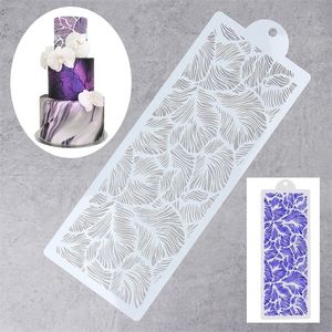 Peacock Feather Lace Stencil Bruidstaart Ontwerp Plastic sjabloon Schimmelschildering Decoreren Fles Fondant Tools Bakeware 220701