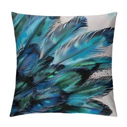 Poire de peacock Aquarelle à aquarelle coussin coussin canapé canapé carré décoratif