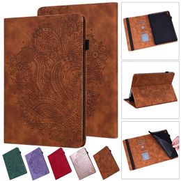 Peacock Flower PU Leather Ipad Cases Embossing Tablet Card Slot Holder Protector Cover voor iPad 10e 10.9 Pro 11 Min 1 2 3 4 5 6 9.7 10.2 10.5