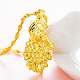 Chaîne pendentif à breloque en forme de paon, or jaune 18 carats, collier avec pendentif pour filles et femmes, beau cadeau, goutte 287R