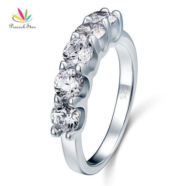 Paon Étoile 1 25 Carat Cinq 5 Pierre Solide 925 Bague En Argent Sterling Bijoux De Mariée Bande De Mariage CFR8039 CJ191216235Z