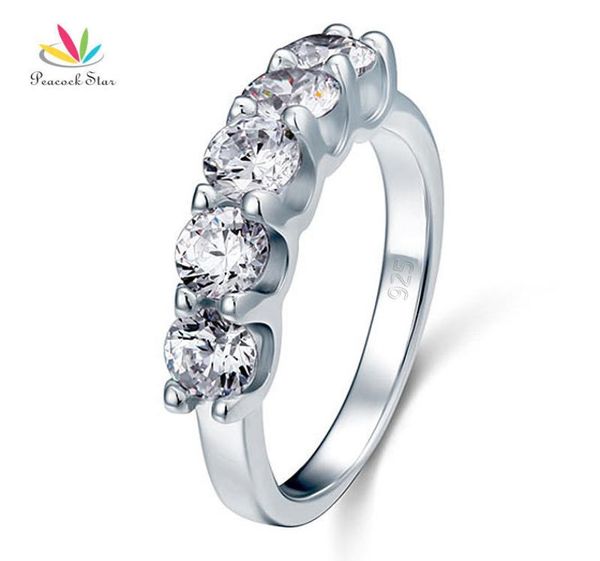 Peacock Star 125 Carat Five 5 Stone Solid 925 STERLING Silver Ring Bridal Bijoux Band de mariage CFR8039 CJ1912164291858