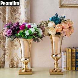Peanddim Metal Flower Vase Gold Candlers Dorations de mariage Route Route 40 cm 43 cm de haut Holders Flower