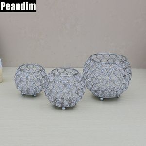 Peandim Votive Candle Houders Silver Crystal Candlestick Bruiloft Tafel Centerpieces Home Decor Office Ball Potlood Contanier LJ201018