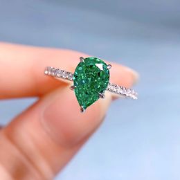 Peer Cut Diamond Emerald Ring 100% Real 925 Sterling Silver Party Wedding Band Rings For Women Bridal Promise Engagement Sieraden