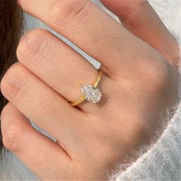 bagues en or diamant poire pour femmes fiançailles de mariage en argent sterling 925 bague de créateur femme 8A zircone bijoux de luxe tenue décontractée tenue quotidienne ami boîte cadeau taille 5-9