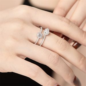 Anneau de diamant Pear pour la femme mariage 925 STERLING SILP créateur anneaux Femme Femme 5a Zirconi les bijoux de luxe quotidiens