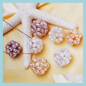 Perle 100% Perle D'eau Douce Bricolage Boule Pendentif Tissé À La Main Pour Les Femmes Paramètres 2 Styles Collier Bijoux Cadeau 6Pcs / Lot Drop Delivery 2 Dhejb