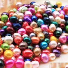 Perle 20 pièces perles ovales d'eau douce de riz en vrac teints couleur amour souhait haute qualité 78Mm pour les femmes bijoux cadeaux livraison directe Dhip5