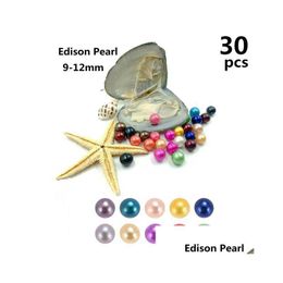 Pearl 30Pcs / Lot S avec perles rondes Edison simples perles 9-12 mm Mticolors eau douce pour bricolage cadeau bijoux emballé sous vide livraison directe Dhldc