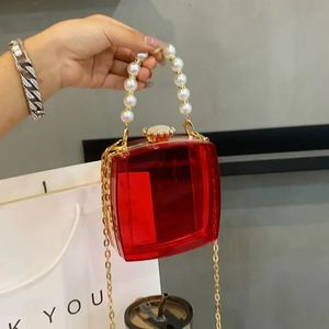 Embrayage de boîte en acrylique perle look d'embrayage Sac d'embrayage PVC Sac d'embrayage unique Mini Purs à sac de bourse Sac à bandoulière 240402