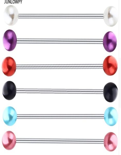 Perle acrylique UV Ball Harquette industrielle boucle d'oreille en acier inoxydable barre d'oreille Piercing Body Bijoux 14g pour femmes sexy Men4679011