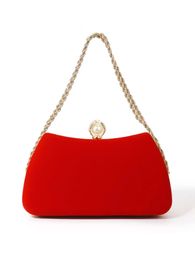 Sac de perle pour femmes Velvet Red Senior Evening Womens aisselle Diamond Luxury Clutch Widding Robe 240430