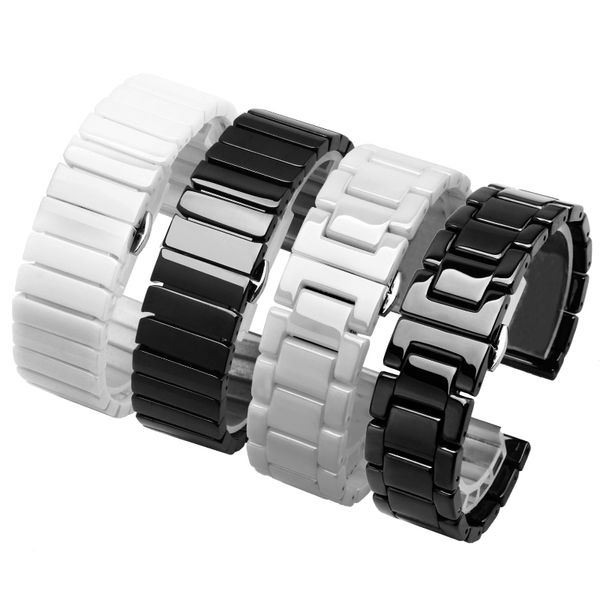 Pulsera de cerámica blanca y negra con banda de perlas para accesorios de reloj inteligente Tic, correa de repuesto