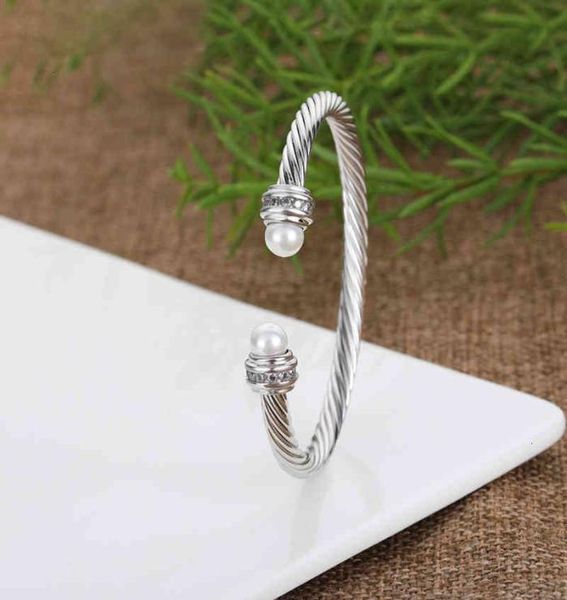 Braceletas de perlas Pulsera de diseñador Charm Fashion Ed alambre joyas de cables Mujeres trenzadas Imititación de imitación de cobre 5 mm9520501