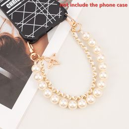 Sangle de poignet de téléphone perlé, chaîne de téléphonie de téléphone en acier inoxydable anti-perlé lanières doubles bracelets de poigne