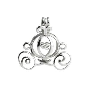 Perle Cage Cendrillon Citrouille Chariot Médaillon Souhaitant Cadeau 925 Bijoux En Argent Sterling Pendentif Montages 5 Pièces2340