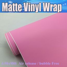 Dégagement d'air d'emballage en vinyle mat rose pour autocollants d'emballage de voiture film graphique en feuille de couverture rose mat Taille: 1.52 * 20 m / rouleau