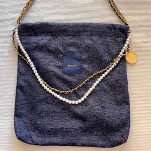 Sac à chaîne de perle Sac à shopping à épaule simple matériau de coton en soie dorée avec boîte d'emballage