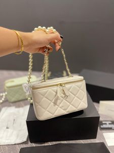 Pearl Chain Box dames one-shoulder cross-body tas y5a high-end kwaliteit designer luxe onderarm banket munt portemonnee 18 9,5 cm