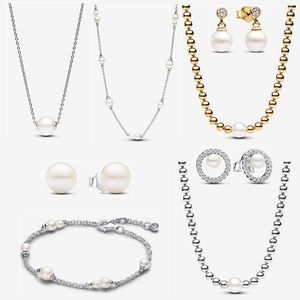 Collier chaîne de perles pour femmes, cadeau romantique, bricolage, bracelets Pandora, boucles d'oreilles, colliers de perles de styliste, ensemble avec boîte originale, bijoux de vacances