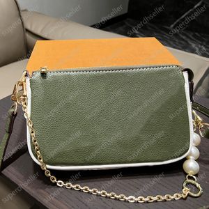 Pearl -ketting schoudertassen mini crossbody munt portemonnee zoete bakken handtas onderarm portemonnee dames koppeling luxe designer avondtasje feestje