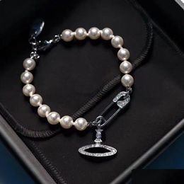 Perle Charm Bracelets Diamant Pin Incrusté De Cristal Classique Vintage Bracelet Sier Plaqué Or Cuivre Bijoux De Mode Original Drop Dheec