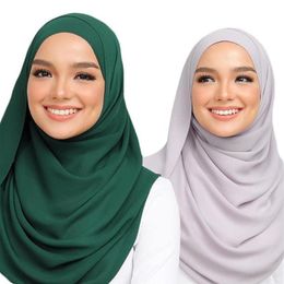 Perle Mousseline De Soie Bulle Monochrome Bulle Écharpe Haute Qualité Vente Directe Hijab s Ethnique Usine 2021192r