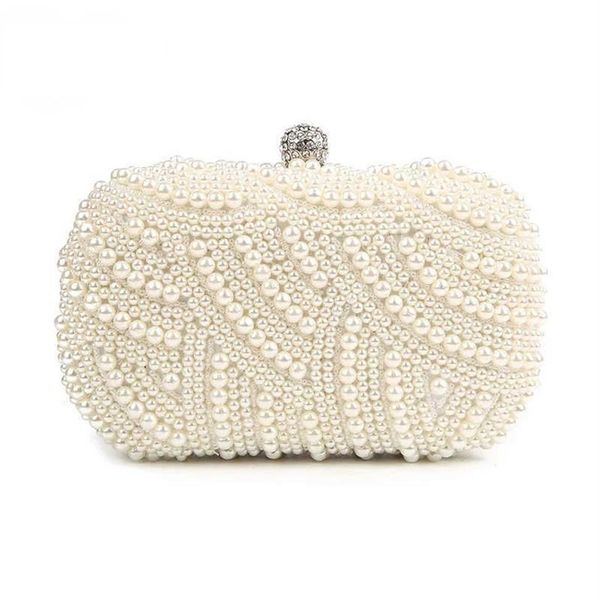 Perle pochettes femmes sac à main dames blanc sacs à main sacs de soirée pour fête mariage noir sac à bandoulière Bolsa Feminina 211021340o