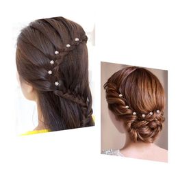 Pearl Crystal Bruidal Hairstyle Headpieces Hoofdtooi Bloembruiloft Accessoires 20 stks U vorm Koofetpiece Bruid Haarspelden