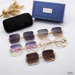 Parel Designer Zonnebril voor Vrouwen Semirandloze Gouden Stent Dames Brillen Veelkleurige Outdoor Vrouw vierkante lens Zonnebril263r