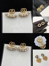 Pearl -ontwerpers Stud -oorbellen Dubbele G Diamant oorbel voor vrouwen Crystal Ear Stud Hoogwaardige oorbellen