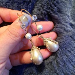 Boucles d'oreilles de goutte de perles pour femmes fille 925 aiguille en argent beau étalon de luxe suspension accessoires de fête d'oreille fine bijoux 240422