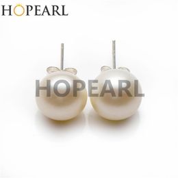 Pearl Earring 10-10.5mm Button Freshwater White Pearls 925 Sterling Silver Studs Dames Sieraden 10 paren