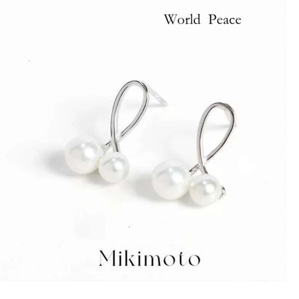 Boucle d'oreille de boucles d'oreille Pearl Mikimoto Boucle d'oreilles Mikimoto Cross Boucles d'oreilles pour femmes en argent pur avec une sensation luxueuse nouvelle tendance légère Niche de luxe 351