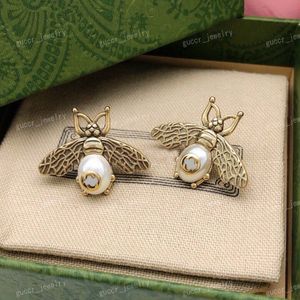 Pendientes de perlas, Delicado, Clásico, Textura grabada, Abeja, Pendientes de diseñador, Joyería, Damas, Material de latón vintage, Alta calidad, venta al por mayor, envío gratis