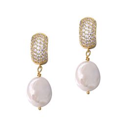 Boucles d'oreilles en perles pour femmes Lady cadeau de Noël Stud Designer à la mode Zircon naturel baroque coeur charmes goutte boucle d'oreille pour bijoux fête 3cm 1cm cadeaux mode mariée amour