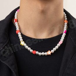 Gargantilla corta con cuentas de perlas/flores, Collar para hombre, cadenas de cuentas bohemias en el cuello, joyería de moda, Collar, accesorios de moda, regalos